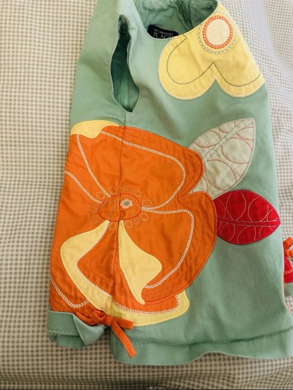 The Children's Place Mint Green Floral Appliqué Dress with Red & Orange Accents - Picture 5 of 7